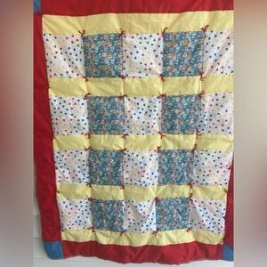 World Love 31inX39in Preloved Patchwork Blanket-Heart Shaped Earth & Cool Kids